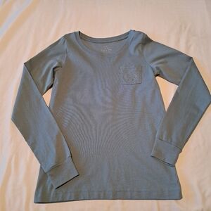 Ivory Ella women's XXS long sleeve light blue gray Easter Elephant shirt